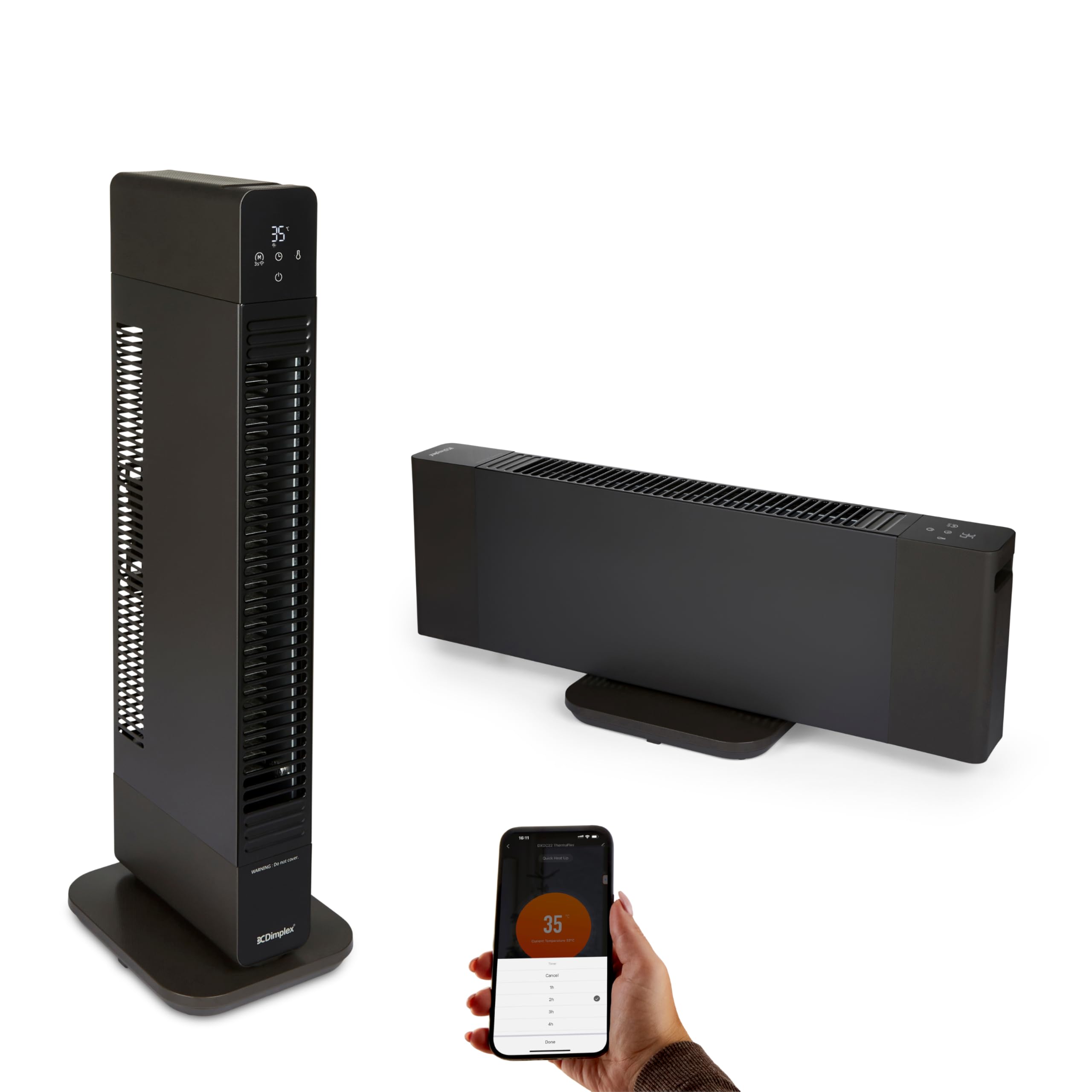 Dimplex Thermaflex 2-In-1 Baseboard And Tower Fan Heater Black 2200W