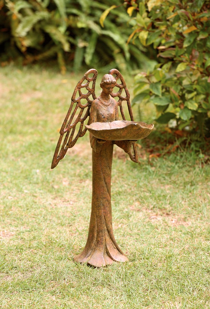 Mangeoire d'oiseaux ange SPI Home 50483 en bronze pour embellir votre jardin