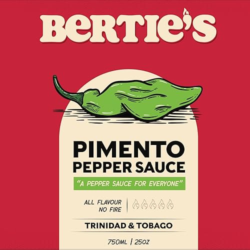 Miniatura 9 de Bertie's Salsa de pimienta Trinidad Scorpion (26Oz./25.4 fl oz) - Sabor audaz y calor loco