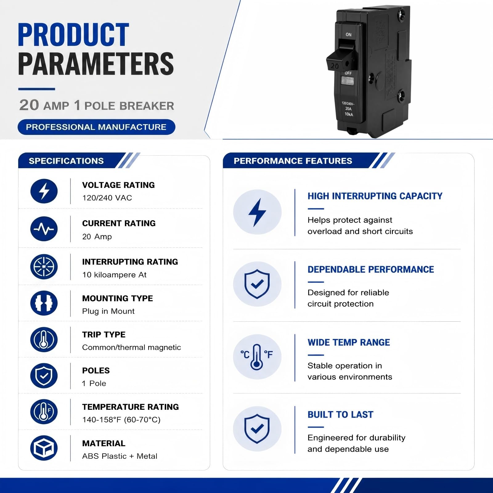 1-Pole 20 Amp Circuit Breaker, Compatible with QO120, for QO Load Centers — Amazon image 3