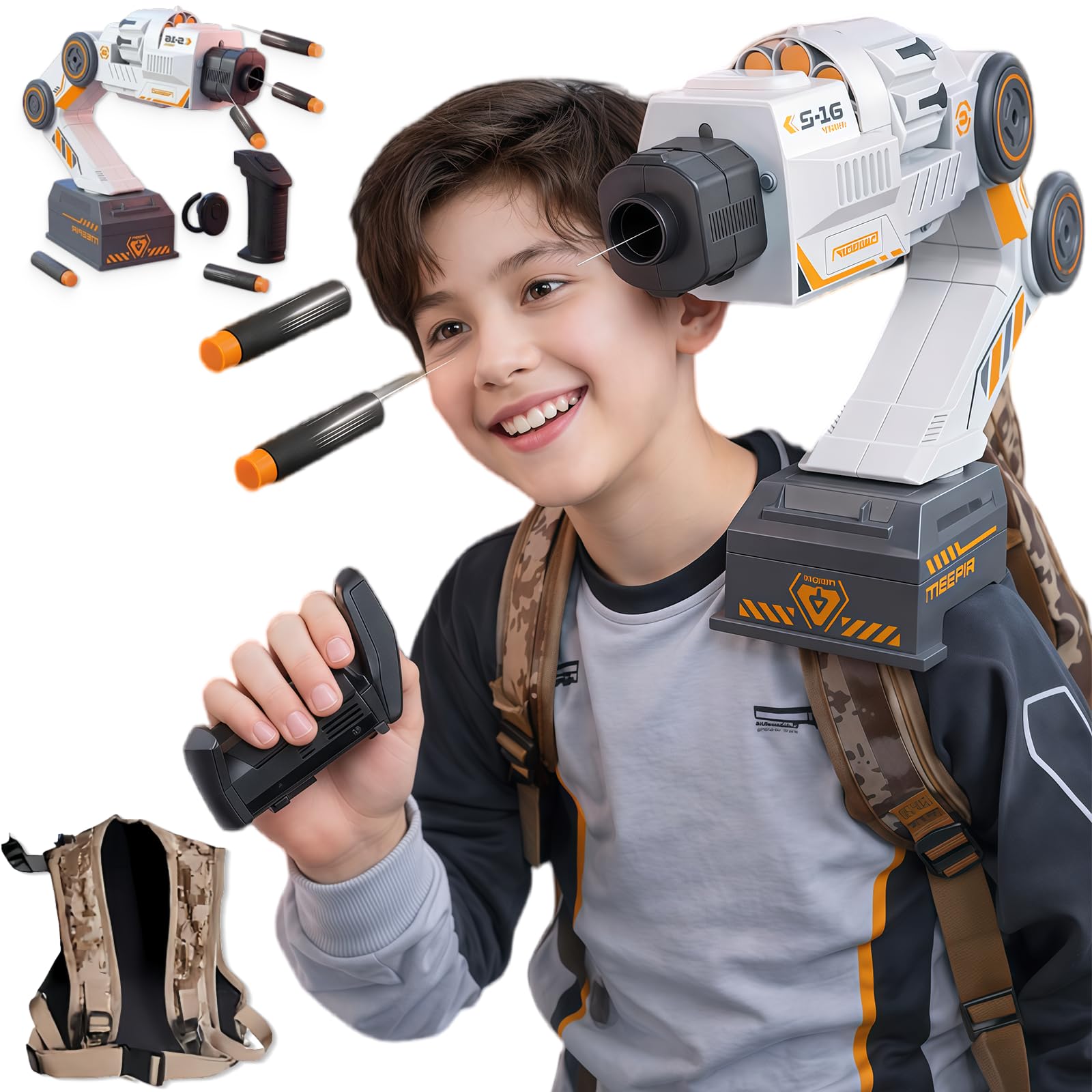 Smart Tracking Mechanical Arm Foam Blaster - Robot Arm Tracking Blaster Wearable & Cool Inductive Robot Shoulder Mount, Dual Control Cosplay & Inductive Game for Teens Adults (A)