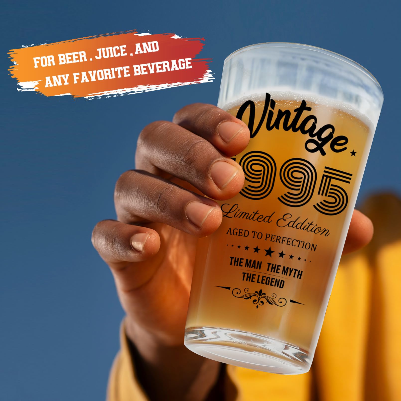 Brikabia 30th Birthday Gifts for Men, 30 Year Old Gifts for Him, Vintage 1995 Beer Drinking Glass and Opener, Best Men’s 30th Birthday Gift Ideas Turning 30, Happy 30th Birthday Decorations