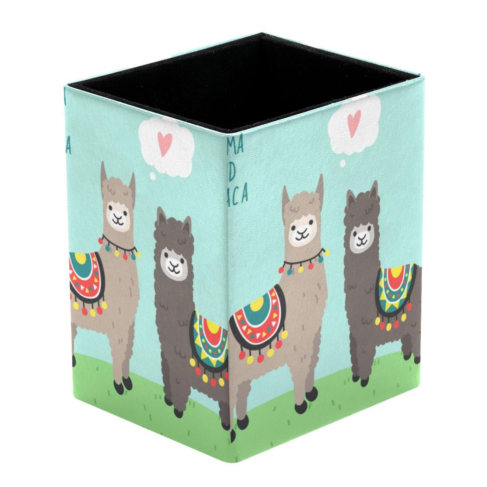 Vapokf Women's Multi Pencil Holders For Desk, Llama And Alpaca In Love Prints Pen Holders Pen Pot Makeup Brushes Storage Desktop Stationary Supplies Organiser For Home Office