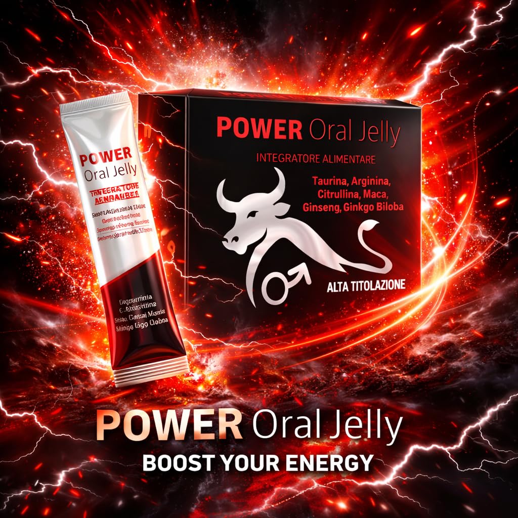 POWER Oral Jelly arginina alta titolazione in bustine monodose con Taurina, Arginina, Citrullina, Maca, Ginseng e Ginkgo Biloba, formulato per supportare aumentati fabbisogni nutrizionali