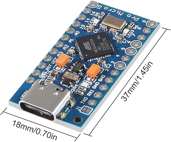 AITRIP 2PCS Pro Micro ATmega32U4 5V 16MHz Type-C Development Module Board with 2 Row pin Header Compatible ard-uino Leonardo Replace Pro Mini
