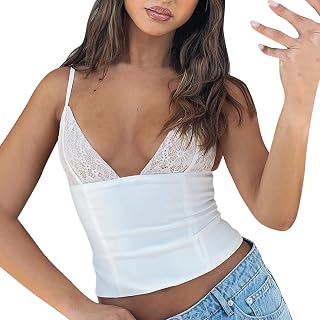 Sexy Top Spaghetti Strap Lace Trim Sheer Mesh See Through Sleeveless Crop Tops Going Out Tank T Shirt Athletic Top