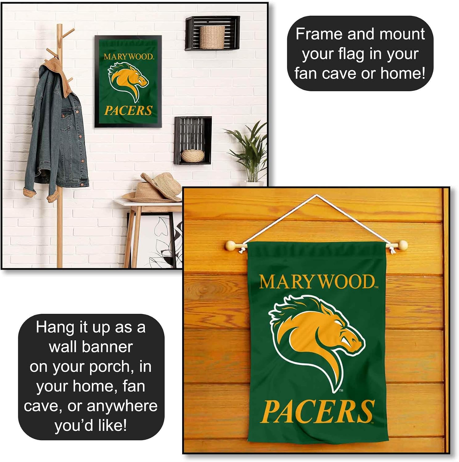 Marywood University Pacers Wordmark Logo Garden Banner Flag