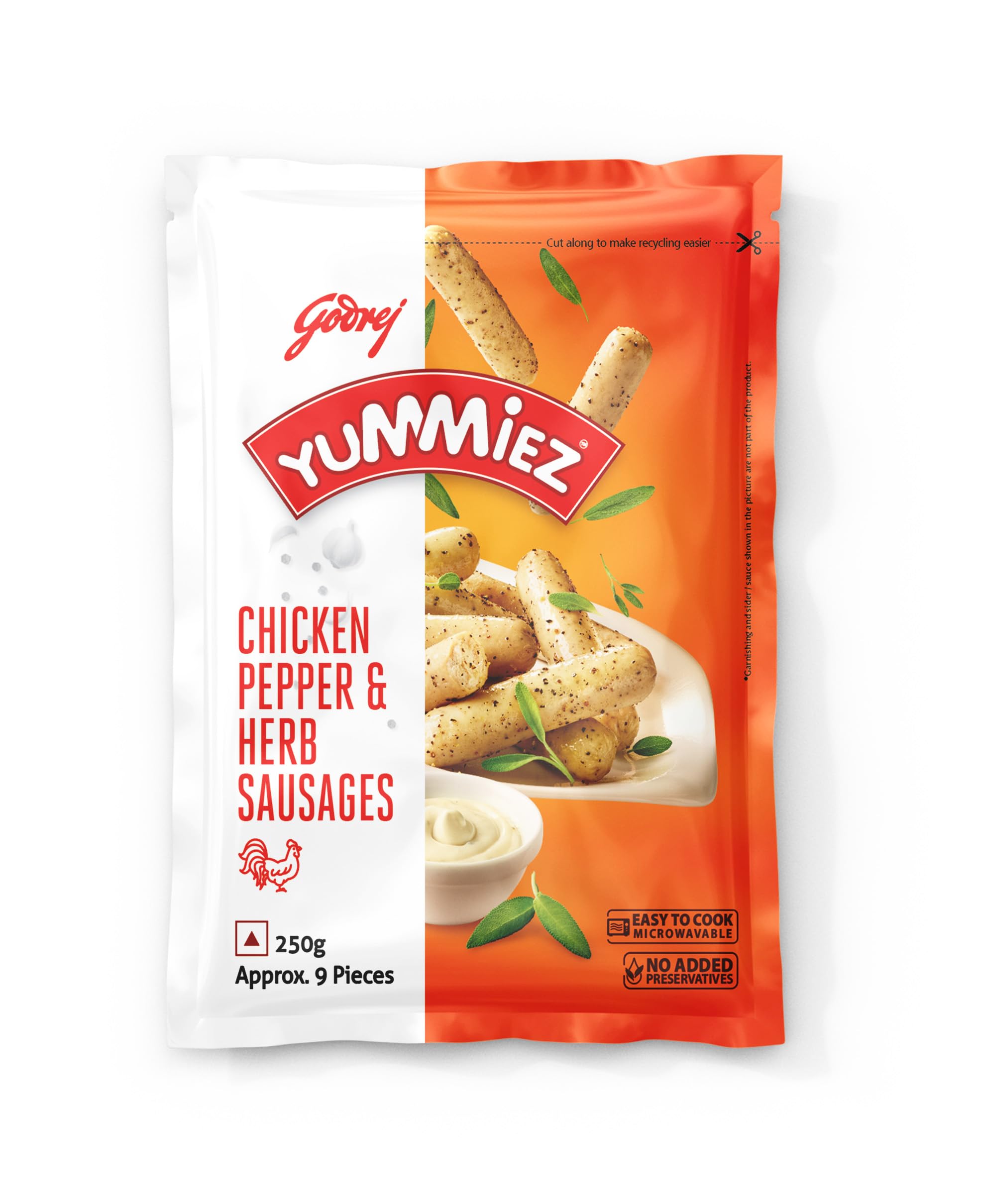 Yummiez Godrej Chicken Pepper and Herb Sausage Pouch,250 G