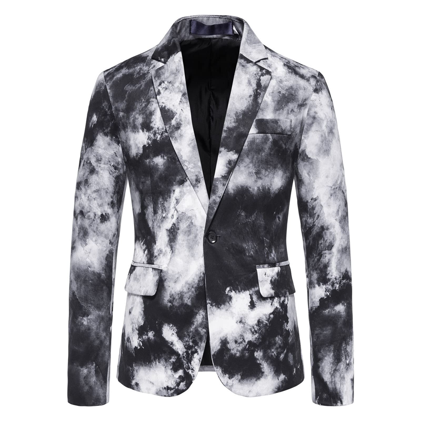 HULKAYMen's Tie Dye Blazer Slim Fit One Button Suit Jacket Casual Sports Coat Business Jacket for Wedding Party Prom