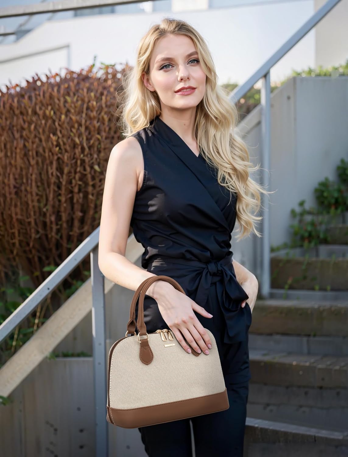 LOVEVOOK Purse for Women Small Crossbody Bags Classic Double Zip Top Handle Dome Satchel Bag - Image 3