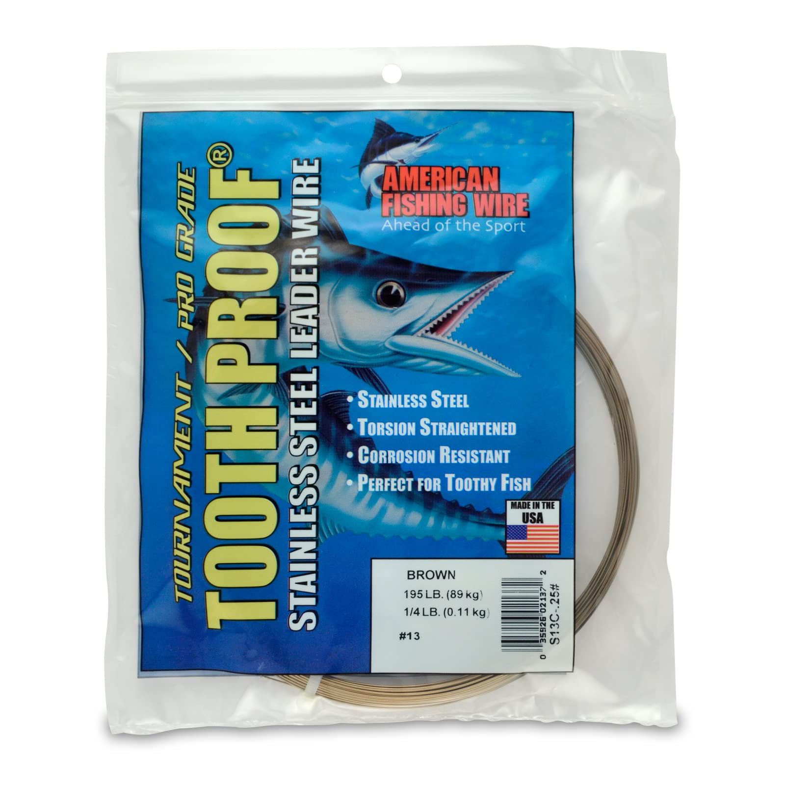 AFW Tooth Proof Fishing Wire Single Strand Leader, Bright and Camo