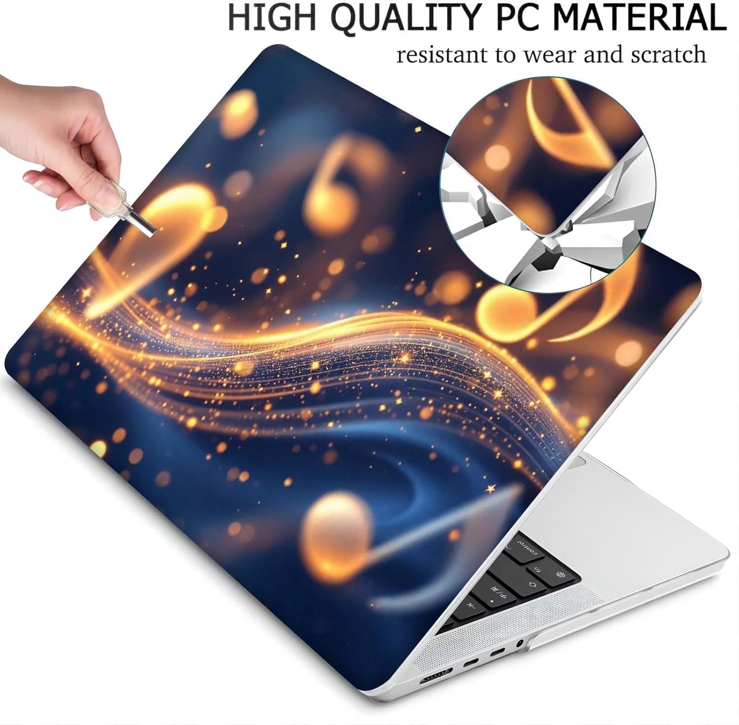 Compatible with MacBook Neo 13-inch, Hard Shell Case with Keyboard Cover and Screen Protector (A3404 A18 Pro chip, 2026 Release) - Neon Music Note MC21694
