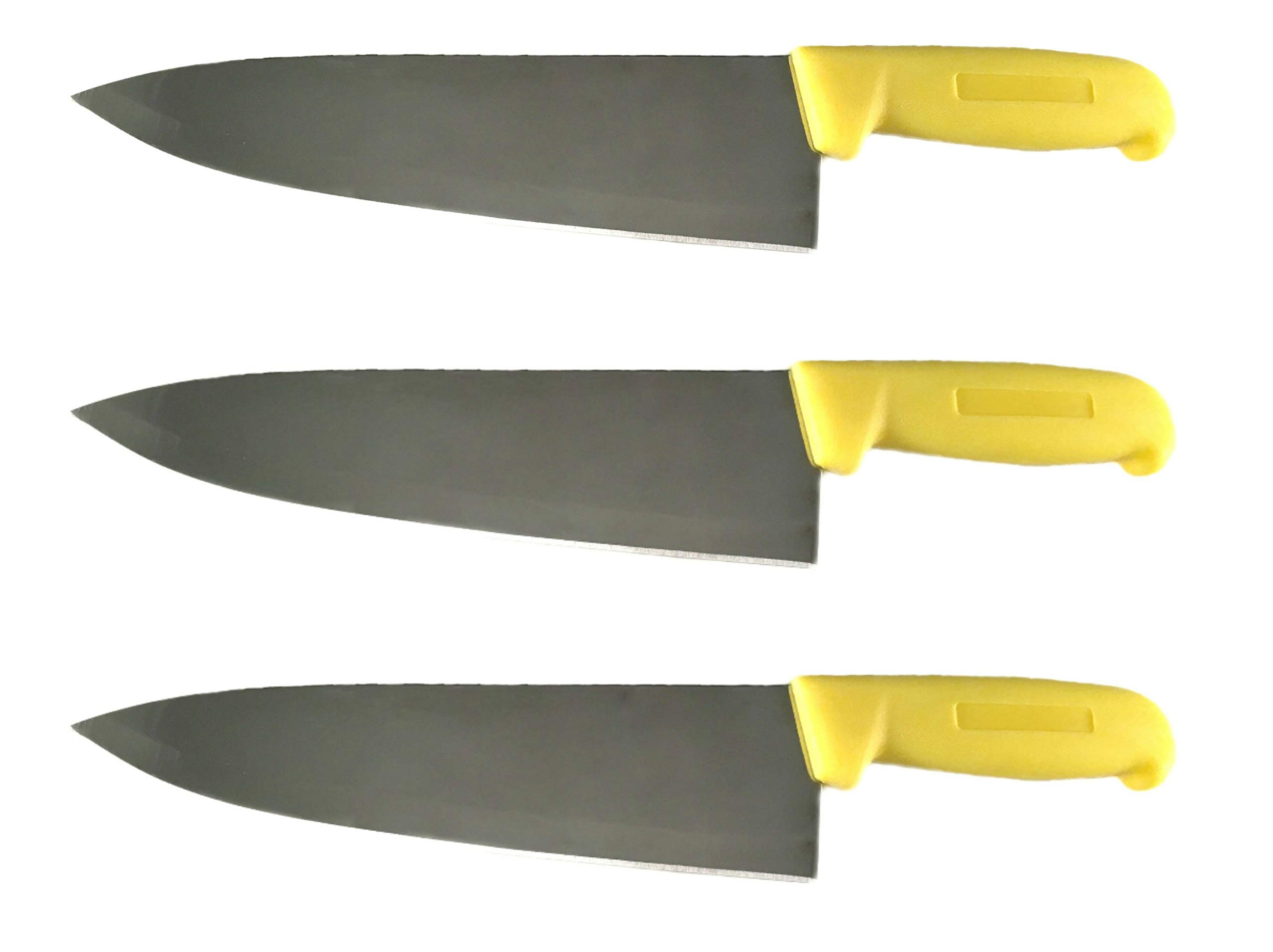 Cozzini Cutlery Imports Set of 3-8'' Chef Knives Cook French Stainless Steel Kitchen Items (Yellow)