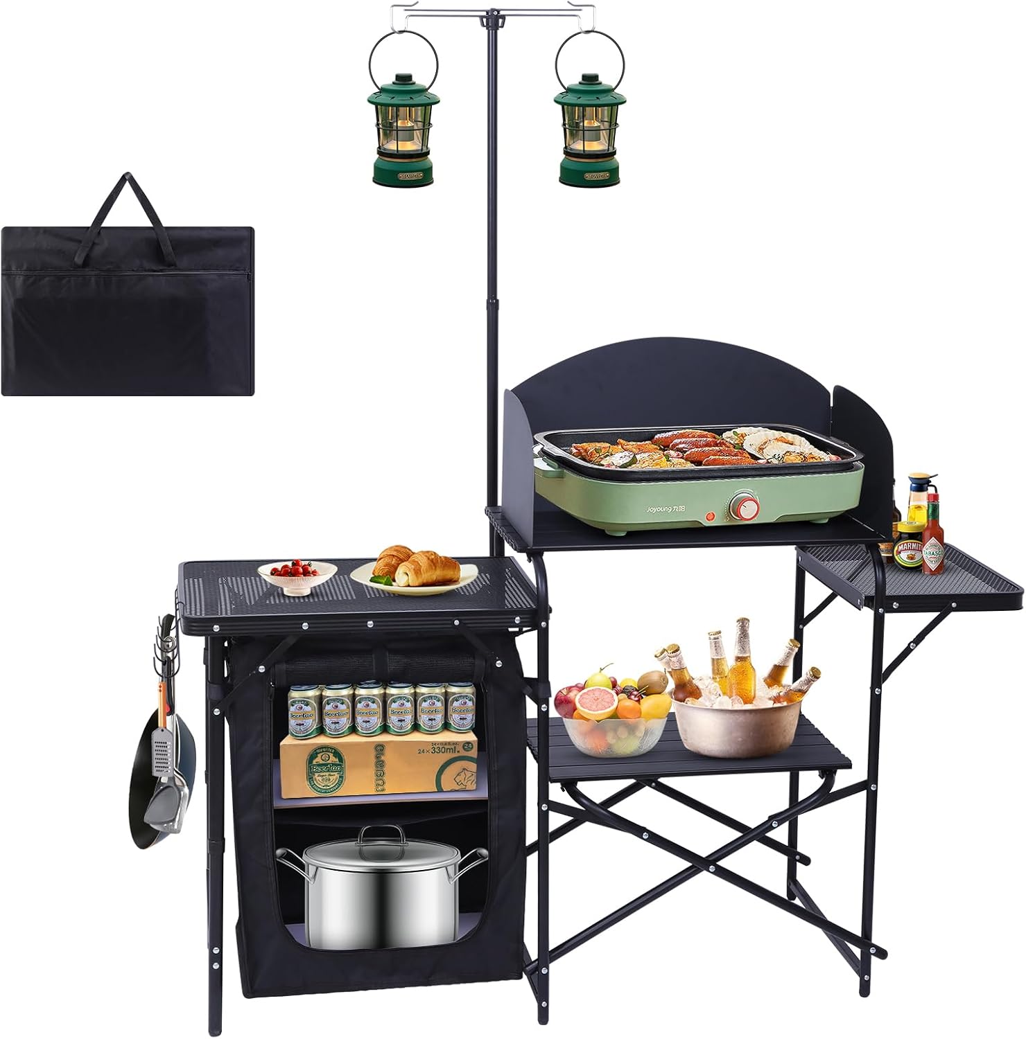 Portable Camping Table with Storage, Light Stand and Bahrain Ubuy