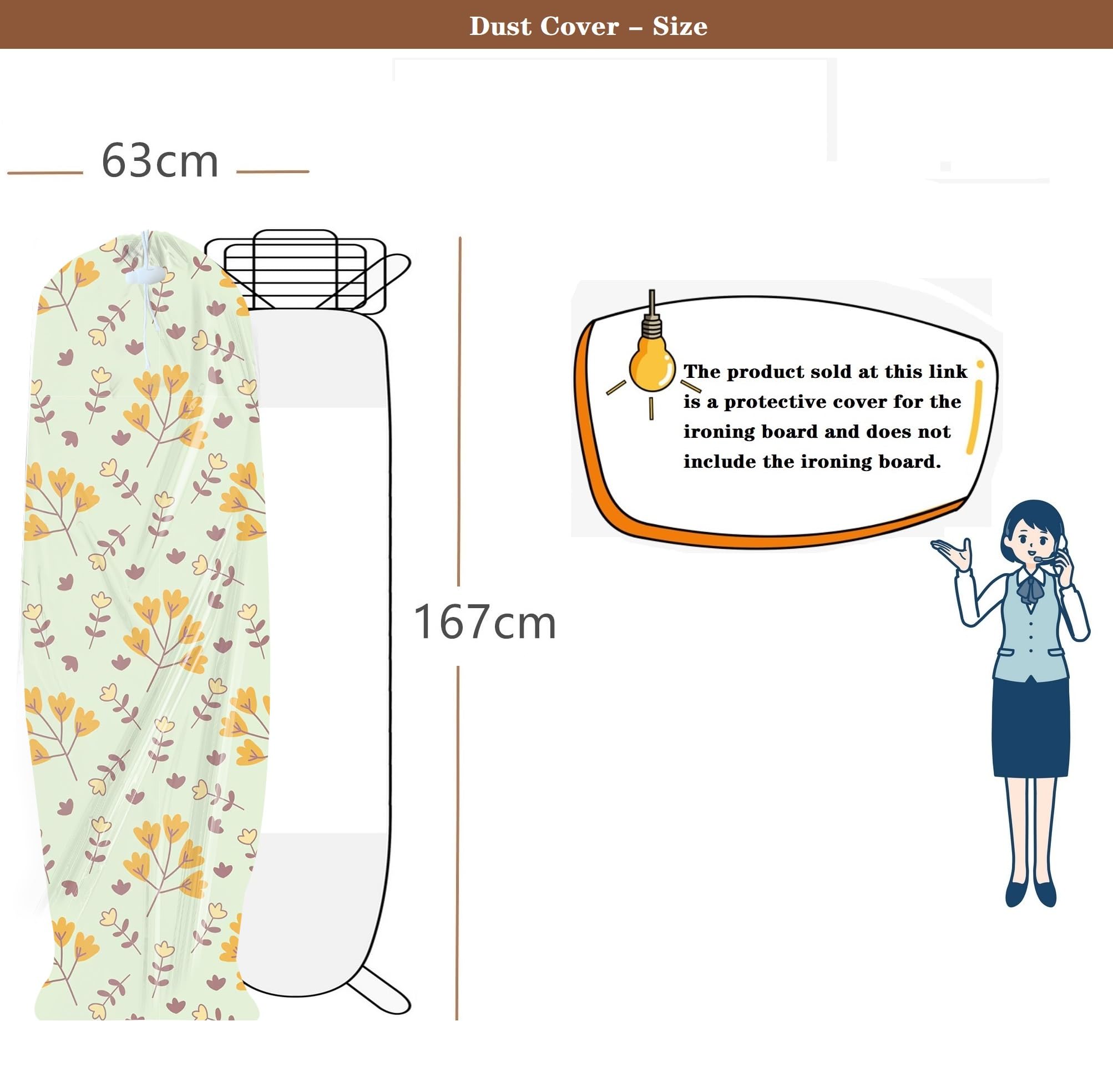 Protezione antipolvere per asse da stiro,Impermeabile/Resistente Agli Insetti/Alle Macchie - Accessori, Pieghevole - Copriasse da Stiro, Design all-Inclusive - Copripolvere (167 * 63 Cm)