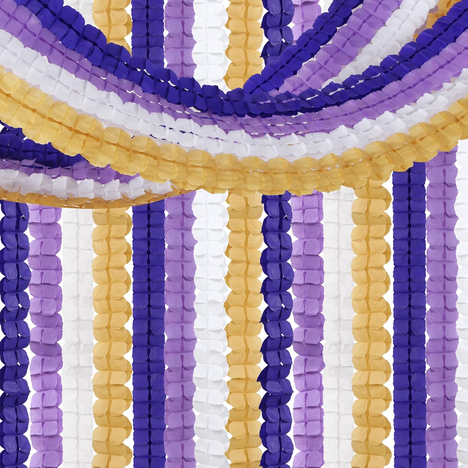 Purple-Gold Party Decorations Garland Streamers - 12pcs White Purple Lavender Graduation 4-Leaf Clover Paper Streamer,Woman Birthday Wedding Bridal Shower Mothers Banners Decor Ouruola image 2