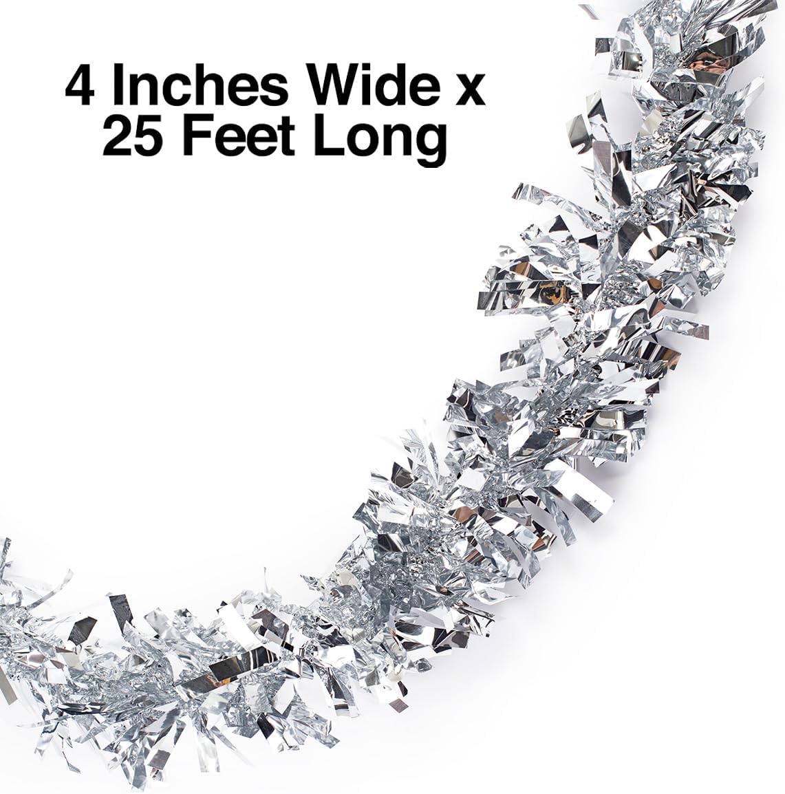 Anderson's Metallic Silver Tinsel Twist Garland, 25ft Holiday Decoration, Christmas Tree Trim, Parade Float Decor, Party Supplies, Halloween, Graduation, Indoor Outdoor Event Garland - Image 2