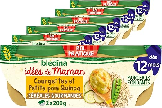 Bledina Idees De Maman Repas Bebe Des 12 Mois Cereales Courgettes Petits Pois Quinoa 2x0g Amazon Fr Epicerie