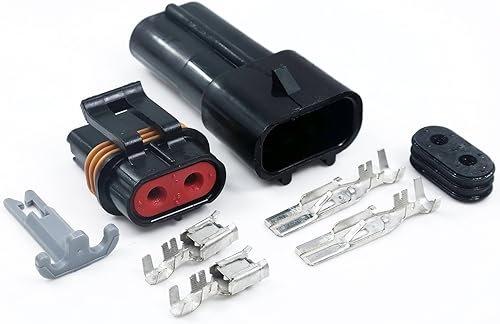 Miniatura 2 de Paquete de 2 pines Metri-Pack de conectores impermeables de 10-12 awg terminales y sellos de 46 amperios (10-12 GA (1 juego))