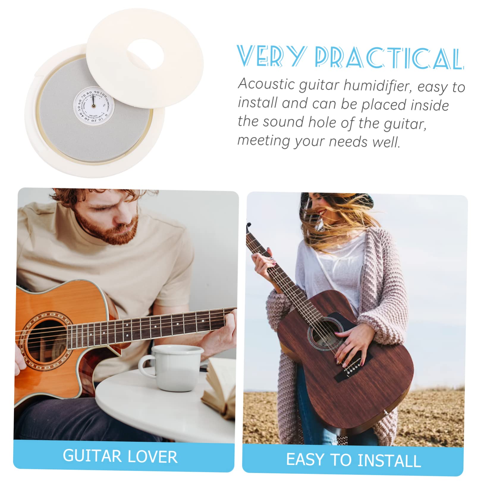 ibasenice 5piezas Humidificador De Guitarra Acústica Con Higrómetro Kit De Mantenimiento Para Instrumentos Musicales Protección Efectiva Para Guitarras Folk y Acústicas Fácil