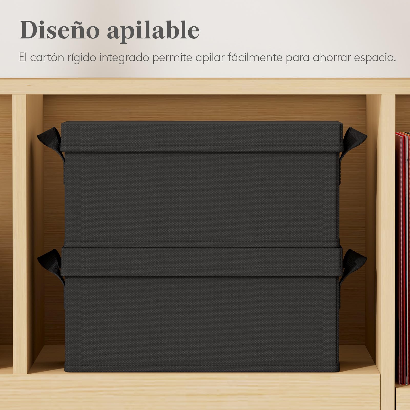 Lifewit 4 Piezas Cajas de Almacenamiento para CD Apilable, Caja Plegable con Tapa, Contenedor para hasta 120 CD (30 Cada uno), para Casa y Coche, Negro