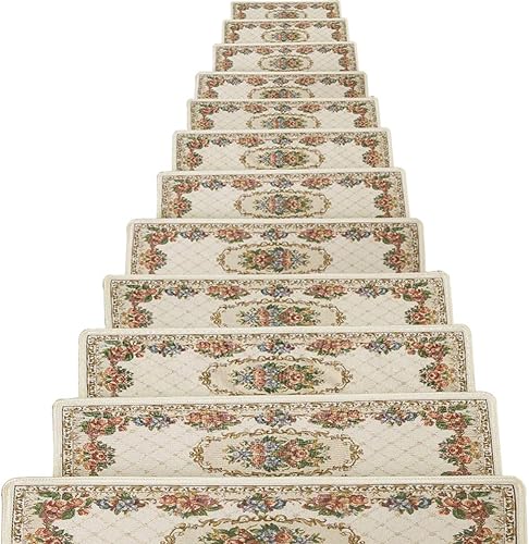 Juego de 13 alfombras antideslizantes y lavables con parte trasera de goma antideslizante para interiores, protectores de escalera autoadhesivos,