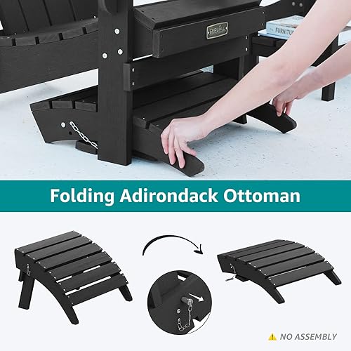 Miniatura 3 de SERWALL Otomana Adirondack plegable, reposapiés de exterior sin montaje, reposapiés de patio resistente a la intemperie para silla Adirondack, color