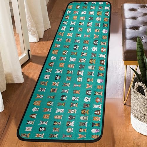 Miniatura 7 de Bonita alfombra de pasillo para perro, divertida alfombra de área de animales de 2 x 6 pies, alfombra antideslizante para pasillo, entrada,