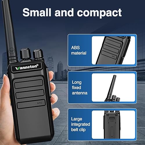Miniatura 7 de Paquete de 2 radios portátiles impermeables recargables de largo alcance con copia de frecuencia inalámbrica, compatible con la mayoría de las