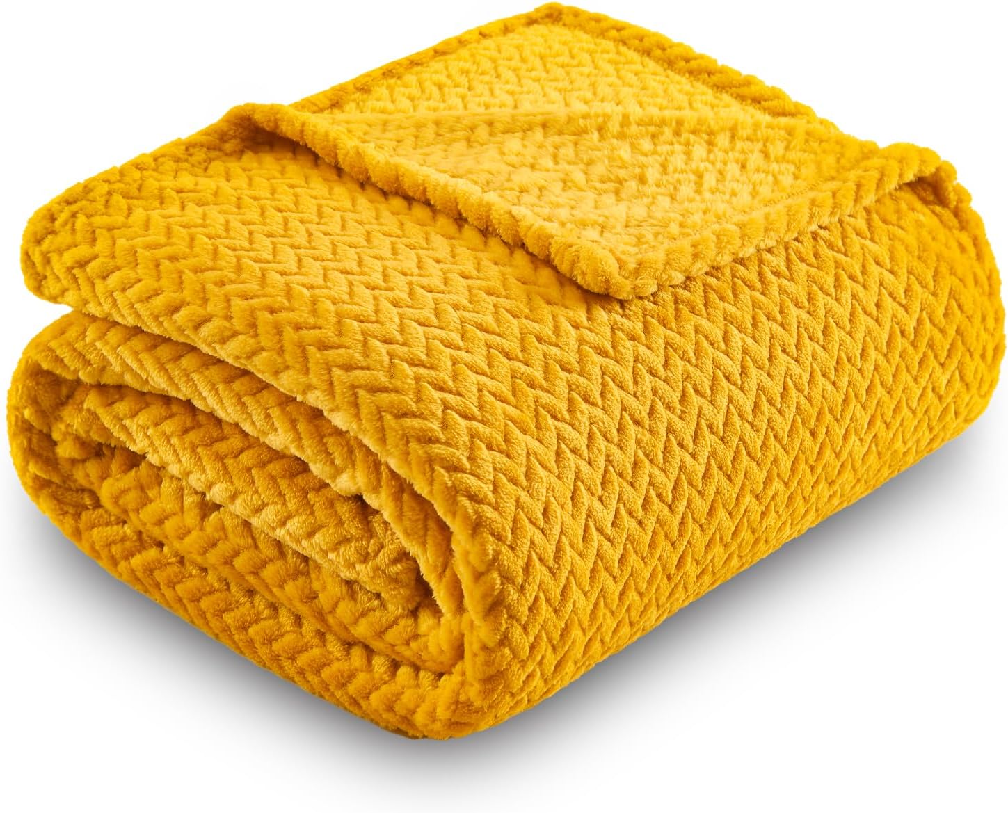 NEWCOSPLAY Super Soft Throw Blanket Mustard Yellow Premium Silky Flannel Fleece Leaves Pattern Lightweight Bed Blanket All Season Use (Mustard Yellow, Throw(50"x60")) - Image 9