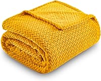 Vista 9 de NEWCOSPLAY Super Soft Throw Blanket Mustard Yellow Premium Silky Flannel Fleece Leaves Pattern Lightweight Bed Blanket All Season Use