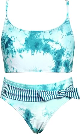 SHEKINI Girls Bikini Sets U Neck Floral Printing Bow-Knot Two Piece Bathing Swimsuits for Girls 6-12 Years.
