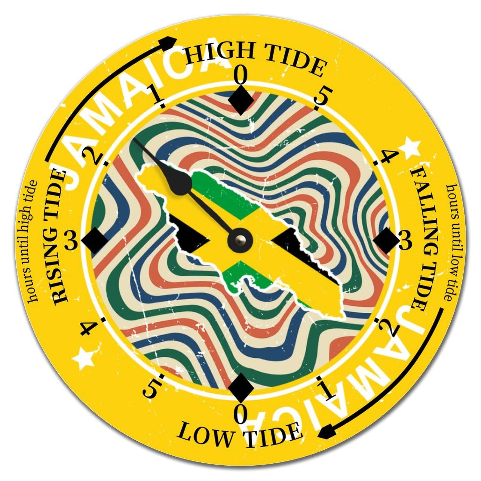 Horloge marée en bois drapeau Jamaïque pour revivre la douceur des vacances à la plage