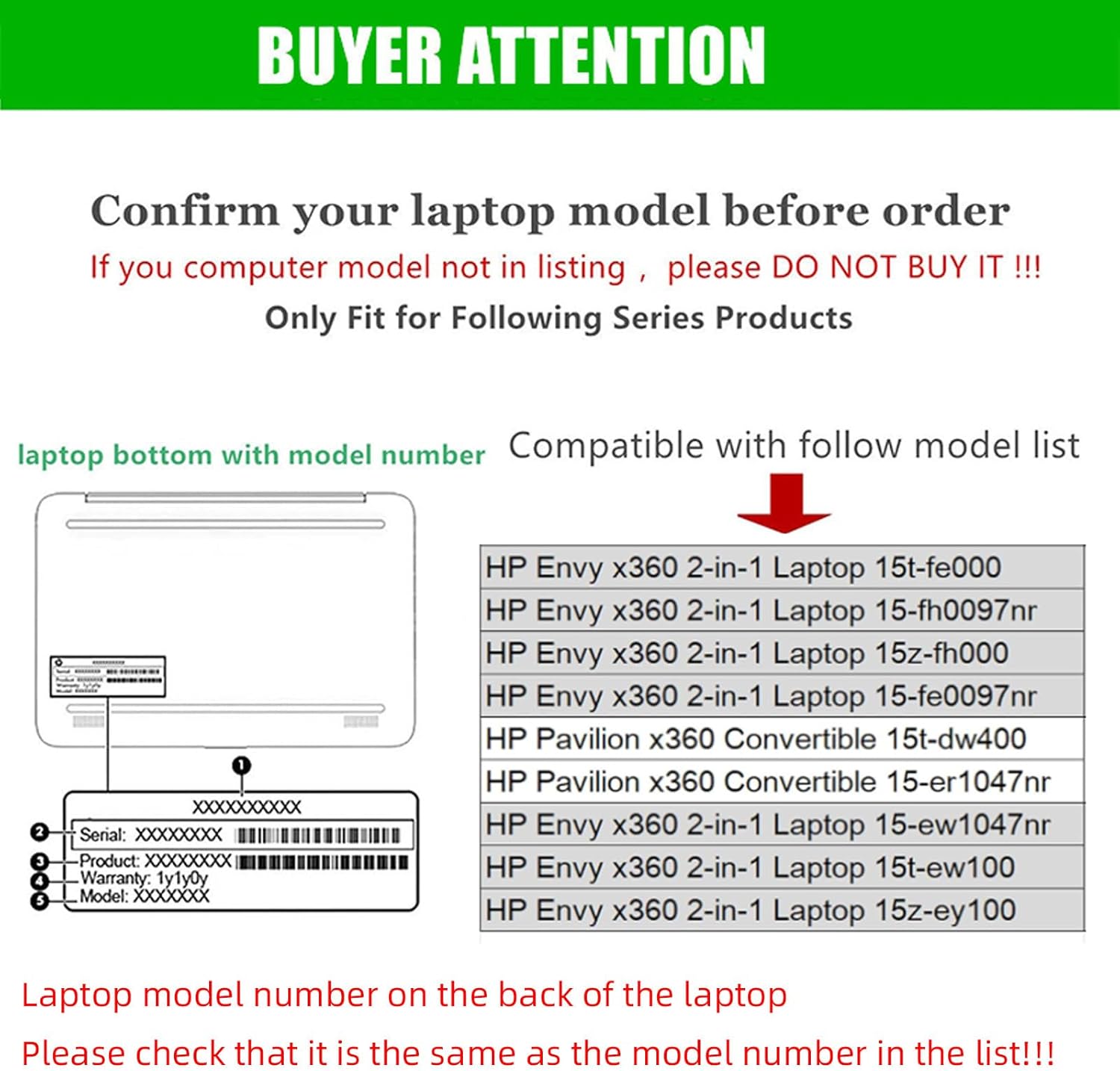 Cover Case for 15.6'' HP Envy x360 2-in-1 Laptop 15t-fe 15-fh 15z-fh 15-fe 15-ew 15t-ew 15z-ey & HP Pavilion x360 Convertible 15t-dw 15-er，PU Leather Detachable Laptop Sleeve (Black)