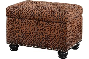 Convenience Concepts Designs4Comfort 5th Avenue 24" Storage Ottoman in Forest Leopard Print Fabric