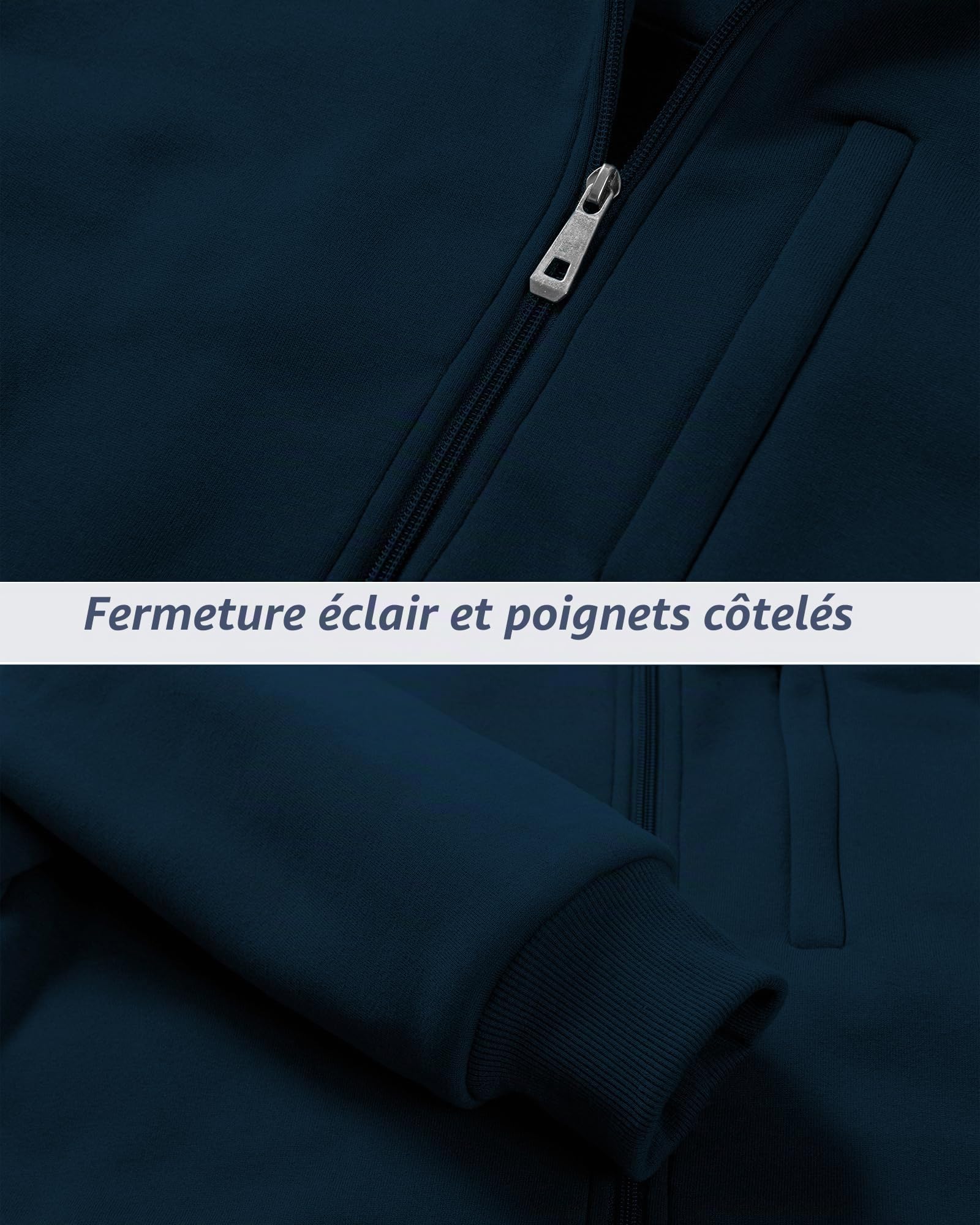 LLdress Sweats à Capuche Homme Veste Polaire Chaude Hiver Manteau Fermeture éclair Hoodie Sweatshirt avec Poche Veste Décontractée Sport