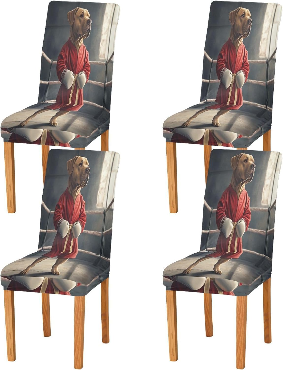 ALAZA Chair Covers for Dining Room, A Dog Labrador Boxer Red Uniform Stretch Chair Cover Sets Chair Protector Removable Washable for Ktichen Restaurant Hotel