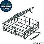 MEKKAPRO Suet Nourriture pour pendentif extérieur avec chaîne métallique, porte-sucettes à capacité unique, aliment pour oiseaux Cage de suète recommandé, nourrisson d'oiseaux de suette idéal pour les oiseaux à clin d'œil, les pics, les nuthaches (simple)