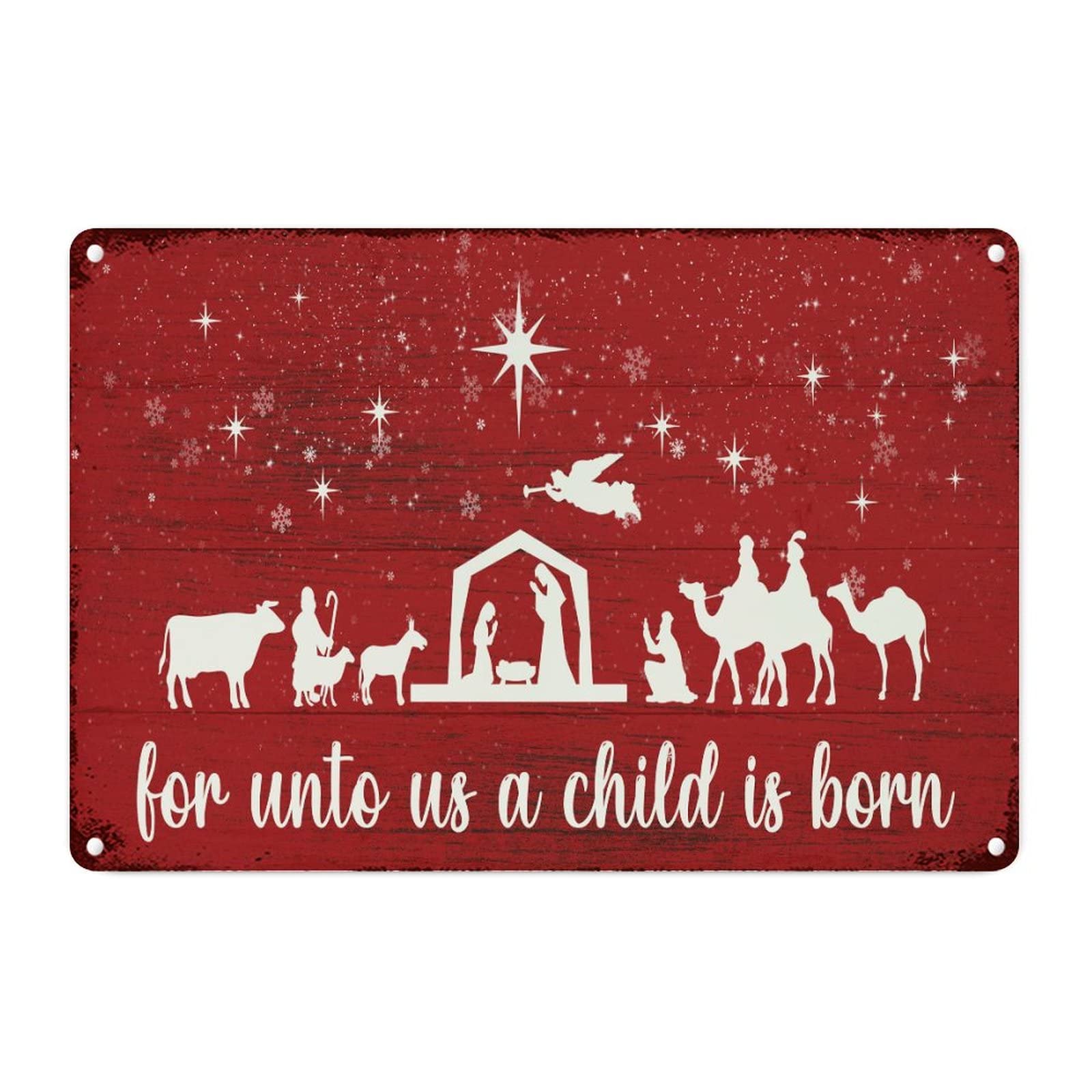 Décoration murale en métal vintage de Noël rouge pour salon 30,5x45,7 cm