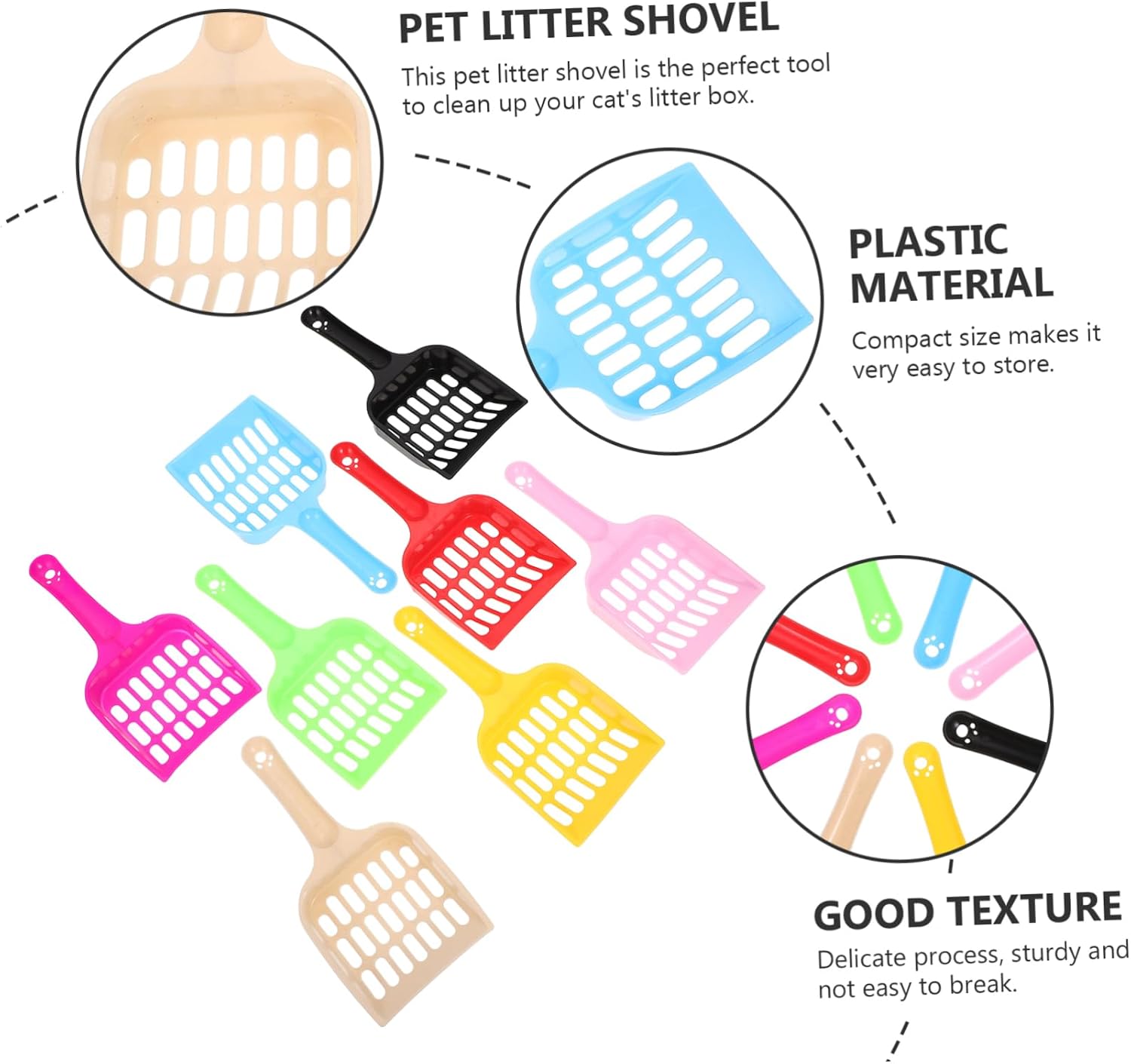 8pcs Cat Litter Scoop Handle Plastic Shovels for Litter Cleaning Random Colors Compact Design for Convenient Storage