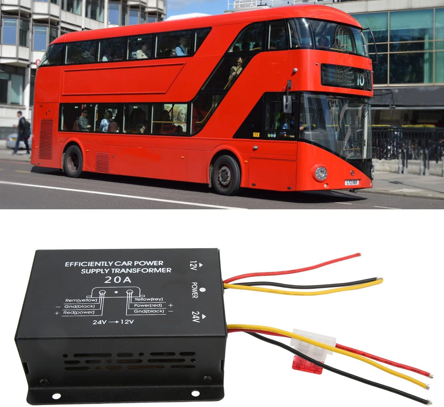 24V to 12V Converter Short Circuit Power Inverter Power Inverters for Vehicles Professional Car Voltage Reducer (15A) (20A)