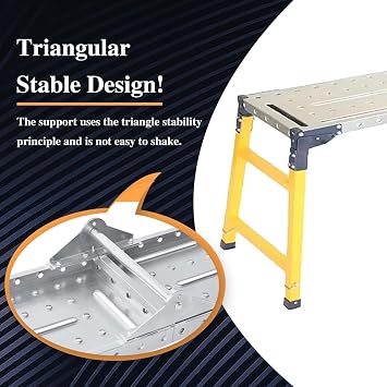 Construction Metal Scaffolds for Home, Hedge Cutting Scaffold Equipment for General Maintenance Work, Jobsite Series Telescoping Platform Tools(90x30cm(35 3/8 x11 3/4))