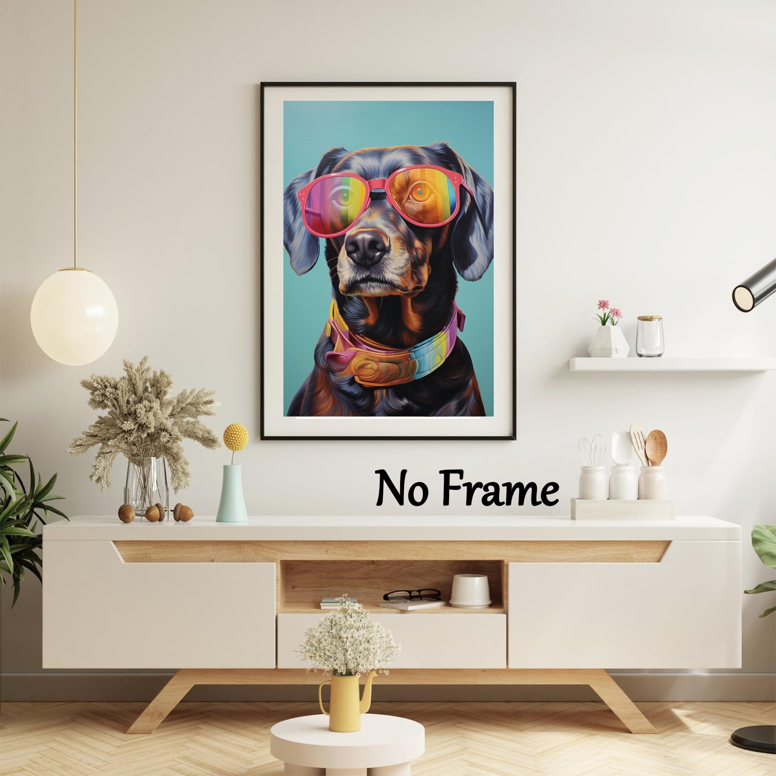 Witziges Hundebild Mit Brille – Kunstdruck Auf Leinwand In Buntem Graffiti-Stil