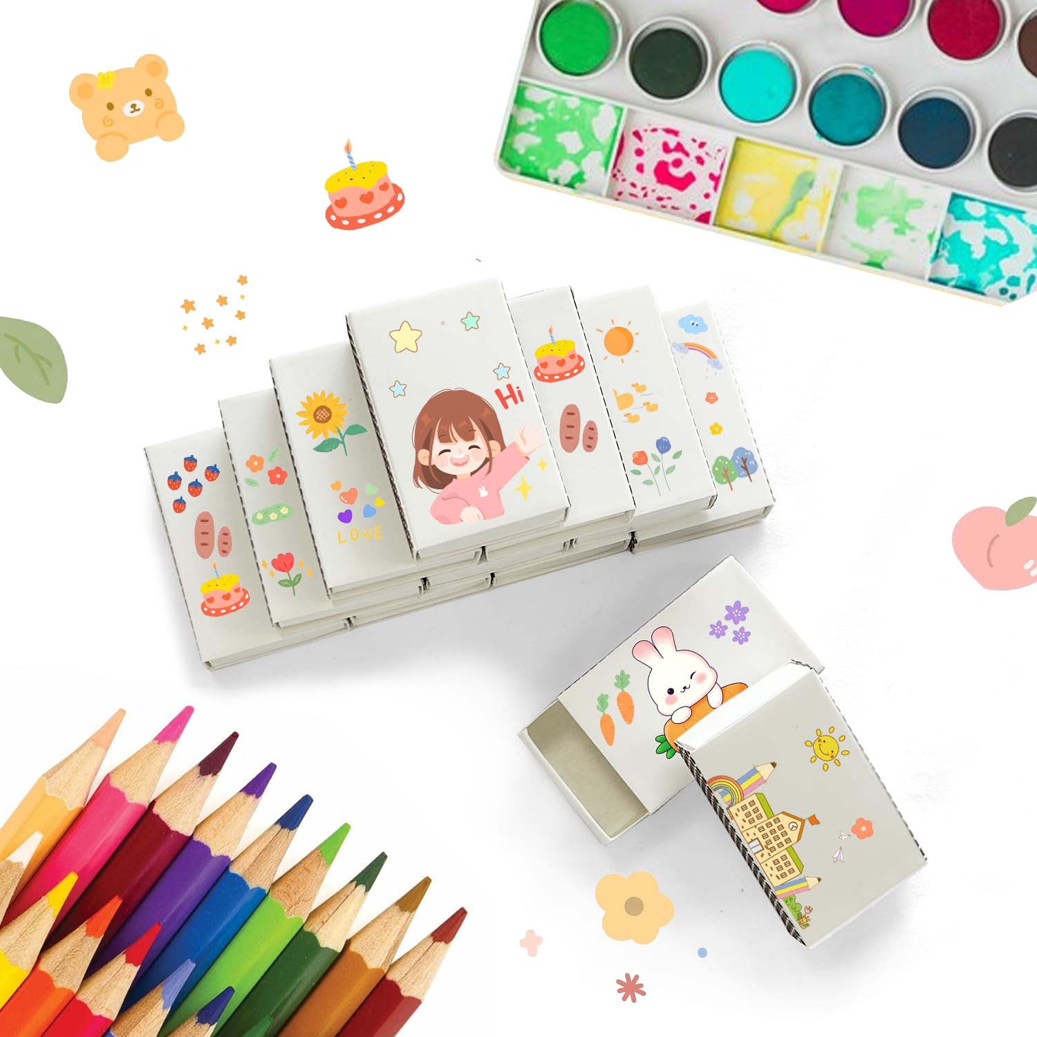 YumSur Lot de 60 boîtes vierges pour allumettes - Boîtes de rangement vierges pour invités, mariage, fête prénatale, remise de diplôme, 5,7 x 3,6 x 1,5 cm