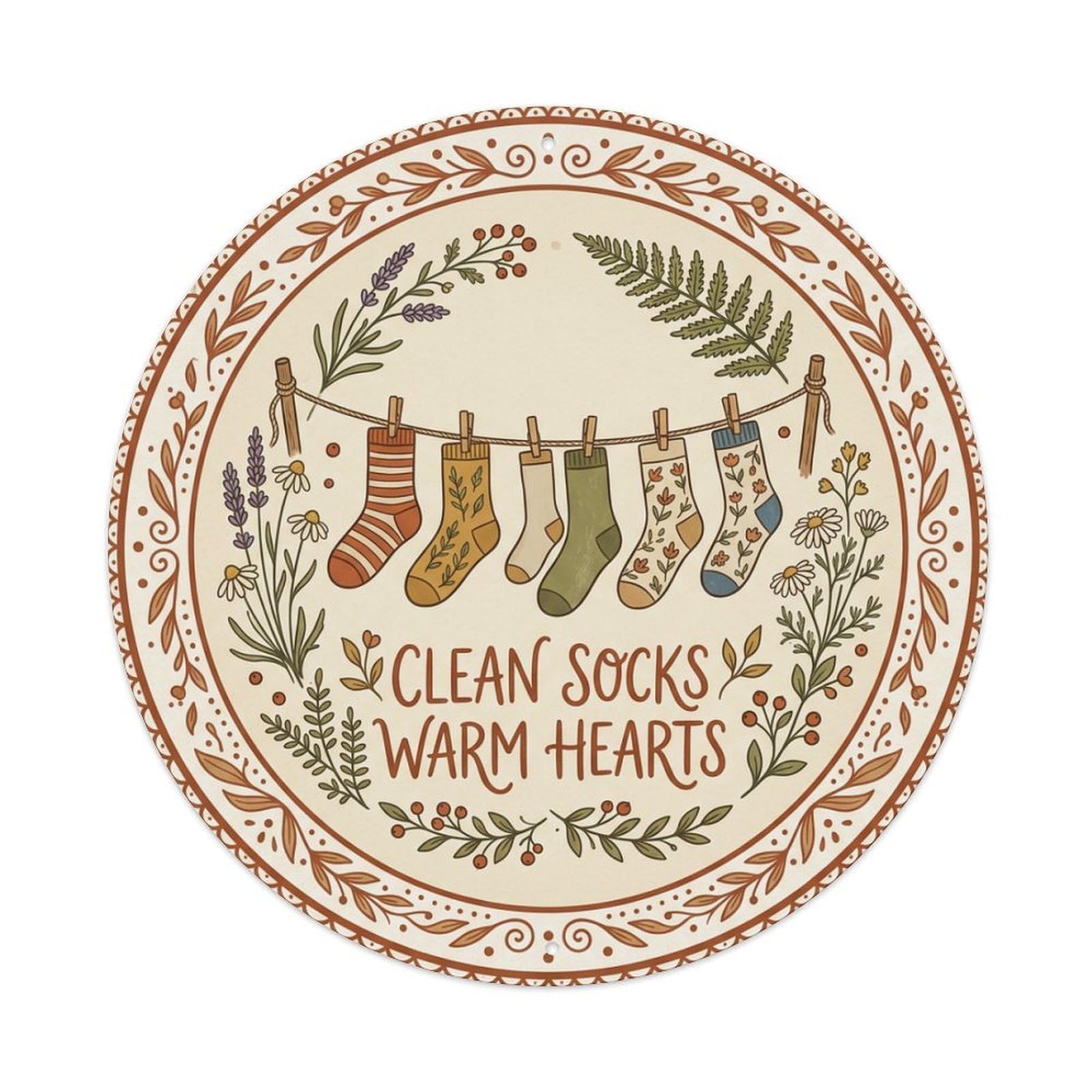 Cwbufd Vintage Style Clean Socks Warm Hearts Washroom Wall Accent Vintage Metal Tin Sign Plaque Wall Decor For Cafe, Club Bar, Office, Garden Metal Poster 8X8inch