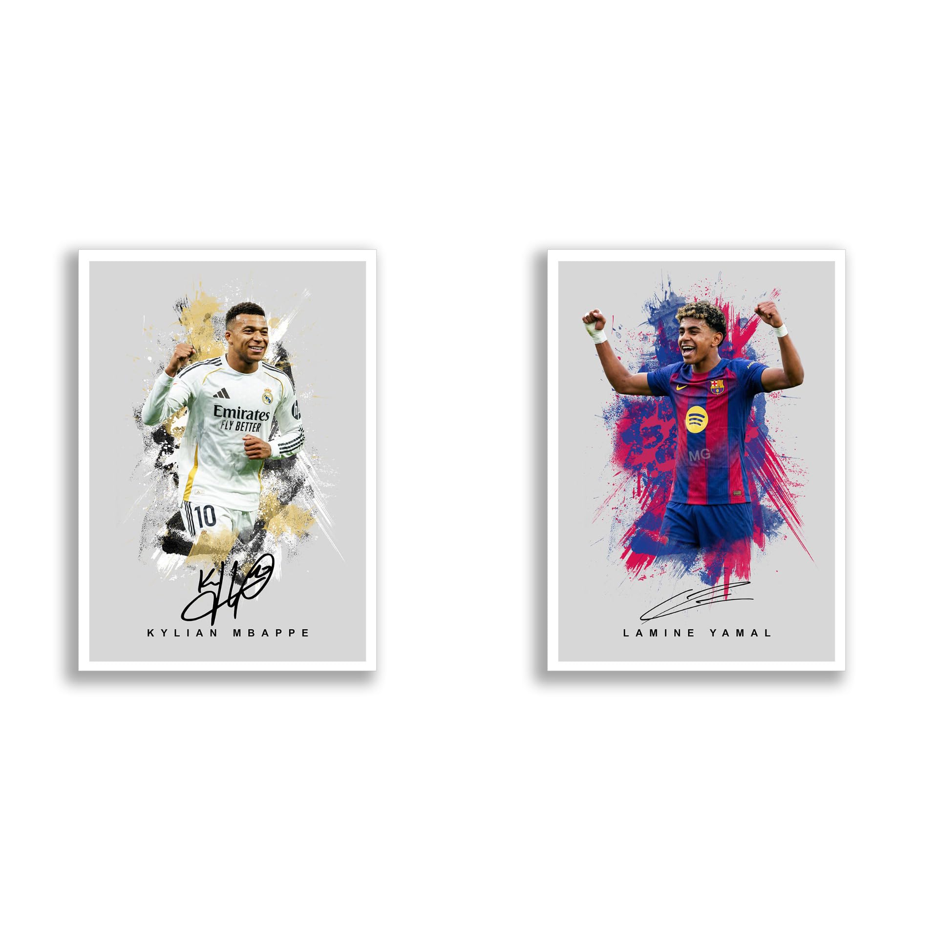 Lamine Yamal Barcelona Signed Photo Poster A4/A3 Print Picture Display Framed Autograph Memorabilia for Football Fans Gift Spain (Yamal Mbappe (Grey A4 Unframed))