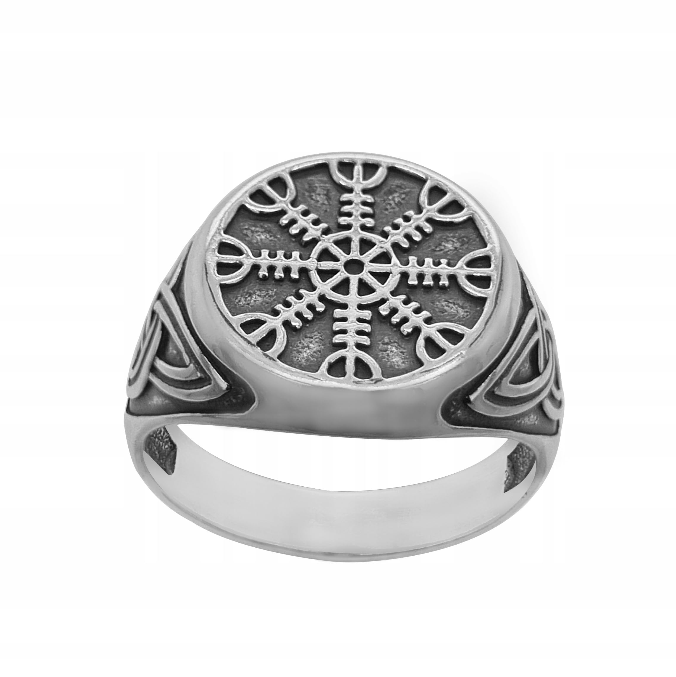 925 Sterling Silber Ringe Herren Siegelring Vegvisir Nordisch Wikinger Symbol Poliert Oxidiert Handgefertigt Männer Schmuck Größe 58