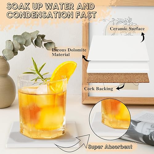 Miniatura 5 de GOH DODD - Posavasos de cerámica para manualidades, paquete de 24 posavasos en blanco de 4 pulgadas, azulejos blancos de cerámica sin esmaltar con