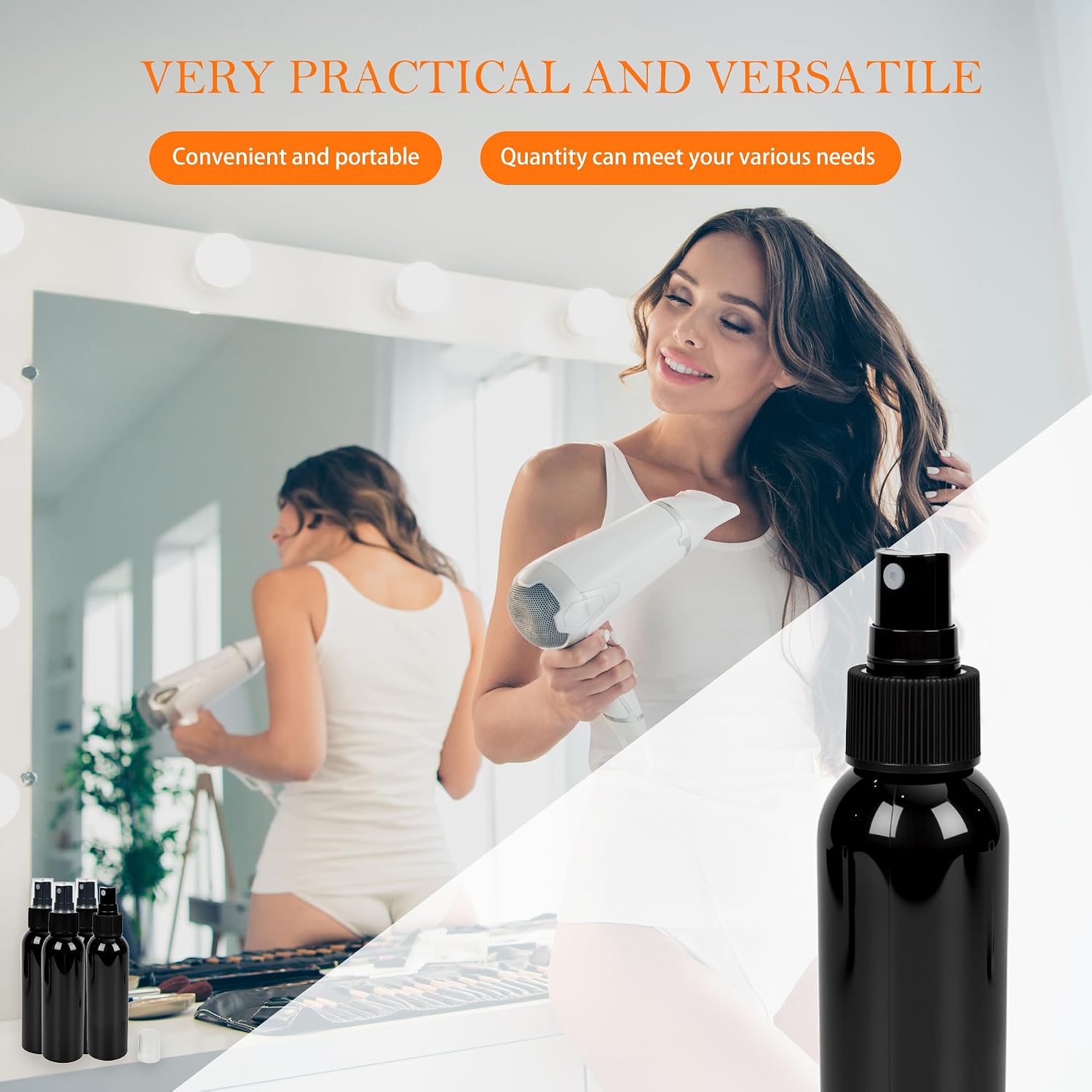 40 Pack Black Plastic Spray Bottles with Cap 4 oz Fine Mist Spray Bottles Refillable Portable Misters Travel Containers for Perfume Cleaning Liquid