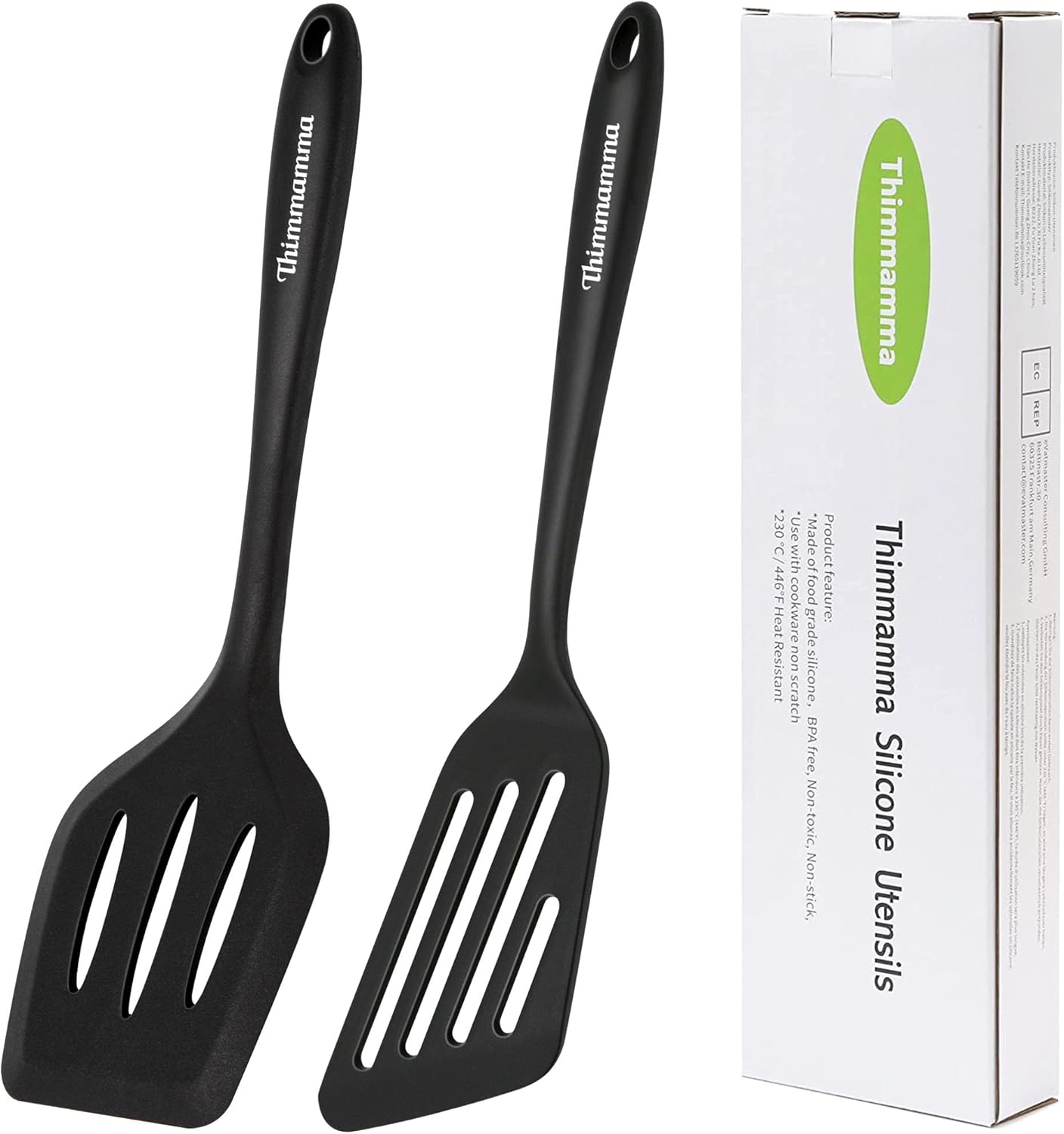 Silicone Spatula, 2 Pack Heat Resistant Slotted Spatula Set Kitchen